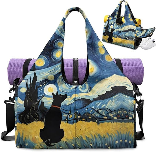 Yoga Mat Bag for Women Men Large Carryall Tote with Adjustable Shoulder Strap for Gym Yoga Travel Pilates Office