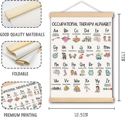 DNEULYR Occupational Therapy Alphabet Educational Wall Art Poster, Occupational Therapy ABC OTA Learning Poster for Kids Room Classroom Therapy Office Mental Health Office Decor, 12x16 Inches