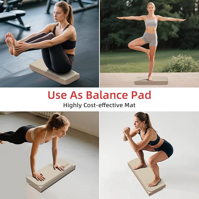 1/2 Inch Extra Thick Yoga Mat Pilates Equipment, 69"x24" Odorless Workout Mats for Home Gym, Non-slip Exercise Mats for Women Men Home Workout, Foldable Yoga Mats for Travel Camping Sleeping