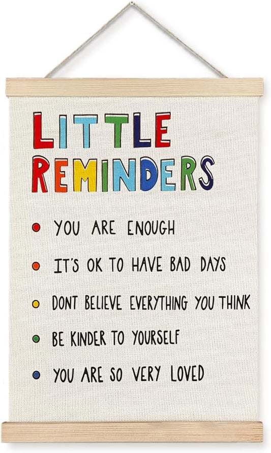 JINYO Mental Health Decor, Little Reminders Inspirational Wall Art Poster, Positive Affirmations Wall Decor, Mental Health Wall Decor for Classroom Counselor Psychology Therapist Office, 12x16 Inch