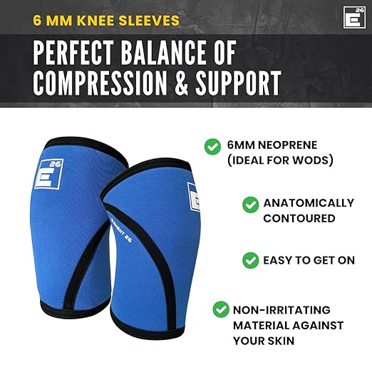 Element 26 Knee Sleeves for Weightlifting (Sold as a Pair) - 6mm Premium Neoprene for Compression, Mobility, and Warmth - Compression Sleeve for Functional Fitness, Squats, Deadlifts (X-Large, Blue)