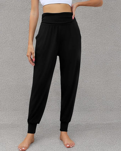 2 Pack Women's Yoga Joggers, Cozy Sweatpants with Pockets Casual Loose Comfy High Waisted Lounge Pants