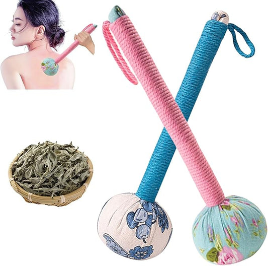 Wormwood Hammer, Manual Massage Hammer, Full Body Massage, Relieve Muscle Pain, Open Meridian. (Pink, Blue)
