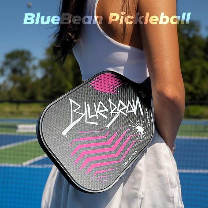 Pickleball Paddles,USAPA,Carbon Fiber Pickleball Paddle with 16MM Polymer Honeycomb Core Provides Lighter Weight&Higher Grit&Spin,Engineered for Professional Players,BlueBean
