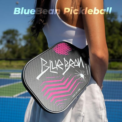 Pickleball Paddles,USAPA,Carbon Fiber Pickleball Paddle with 16MM Polymer Honeycomb Core Provides Lighter Weight&Higher Grit&Spin,Engineered for Professional Players,BlueBean