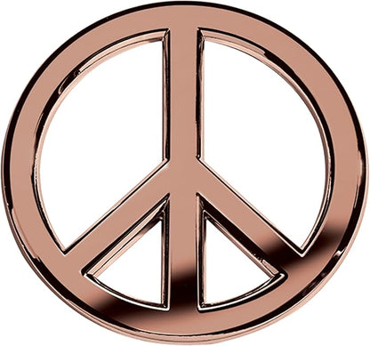 Classic Rose Gold Peace Sign Logo - Metal Car Emblem by Revolution Car Badges - Antiwar Peace and Love Symbol - Premium Alternative to Bumper Stickers, Decals, and Magnets (Rose Gold Plated Metal)