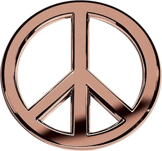 Classic Rose Gold Peace Sign Logo - Metal Car Emblem by Revolution Car Badges - Antiwar Peace and Love Symbol - Premium Alternative to Bumper Stickers, Decals, and Magnets (Rose Gold Plated Metal)