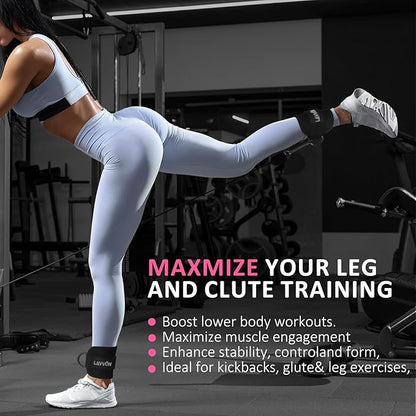 Ankle Straps for Cable Machines Kickbacks - Adjustable Comfort Ankle Cable Attachments for Gym Ankle Cuff Cable Machine Glute Kickback Straps - Leg Extensions, Curls & Ankle Cuffs Women