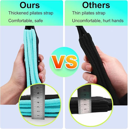 1 Pair Enhanced Pilates Double Loop Straps for Reformer, Thickened D-Ring Handle Straps, Yoga Exercise Accessories in 2 Lengths and Multicolor for Home Gym Workout