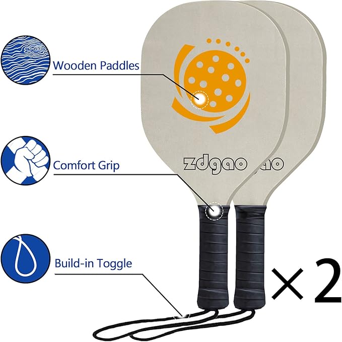 Pickleball Net Set for Driveway, 22FT Regulation Size Pickleball Net with Paddles Set of 4, Outdoor Pickleballs and Carry Bag for Driveway, Weather Resistance Strong Steel Frame