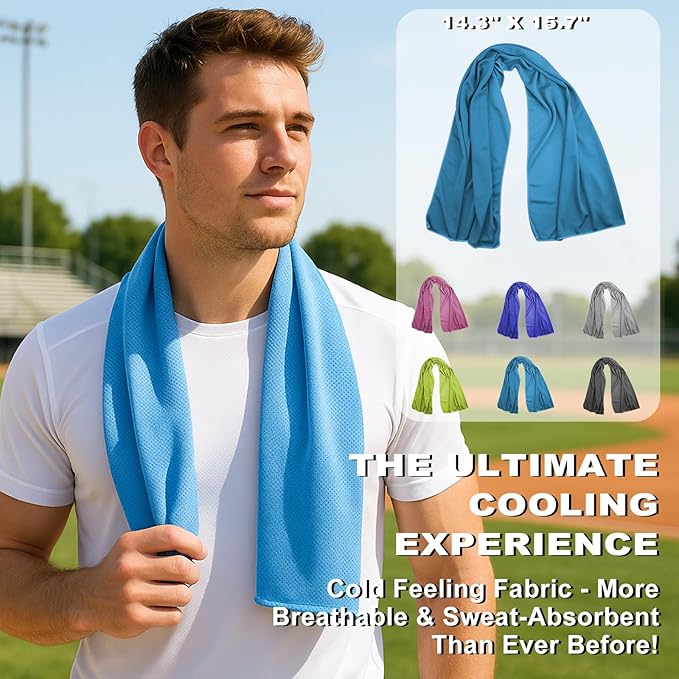 Cooling Towels 43.3" x 15.7" - Ice Towel, Sweat Towel, Cooling Towels for Neck & Face & Cooling Neck Wraps for Summer Heat - Neck Cooler for Quick Cool Down for Gym, Running, Golf, Yoga & Sports