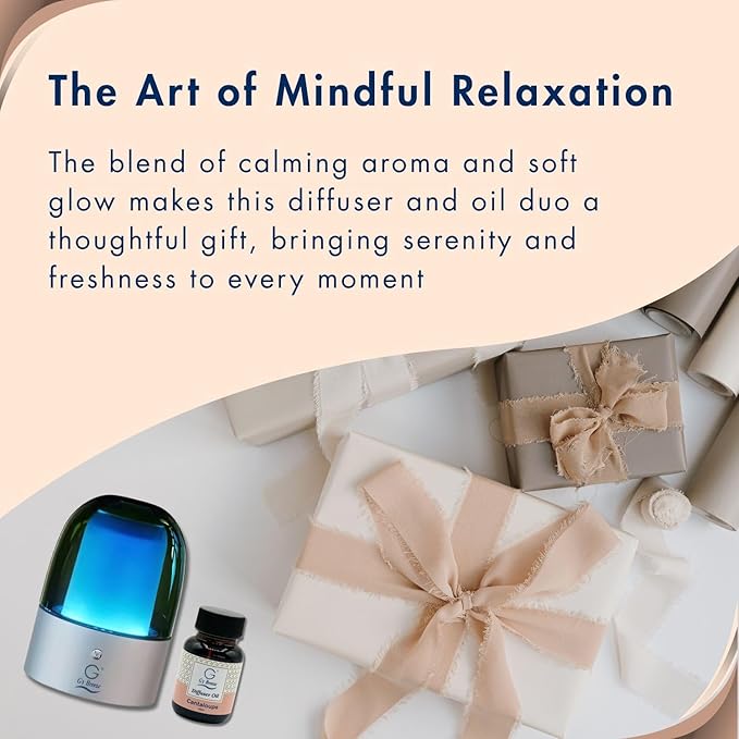 G's Breeze Smart Aroma Diffuser with 60ml Cantaloupe Scent Refill – Bluetooth & Wi-Fi App Control - LED Lighting & Adjustable Intensity - Long-Lasting Sweet Fruity Fragrance for Home or Office