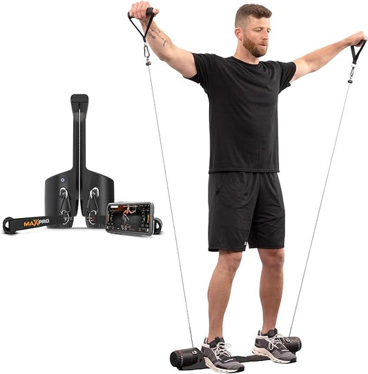 MAXPRO Fitness: Cable Home Gym | As Seen on Shark Tank | Versatile, Portable, Bluetooth Connected | Strength, HIIT, Cardio, Plyometric, Powerful 5-300lbs Resistance