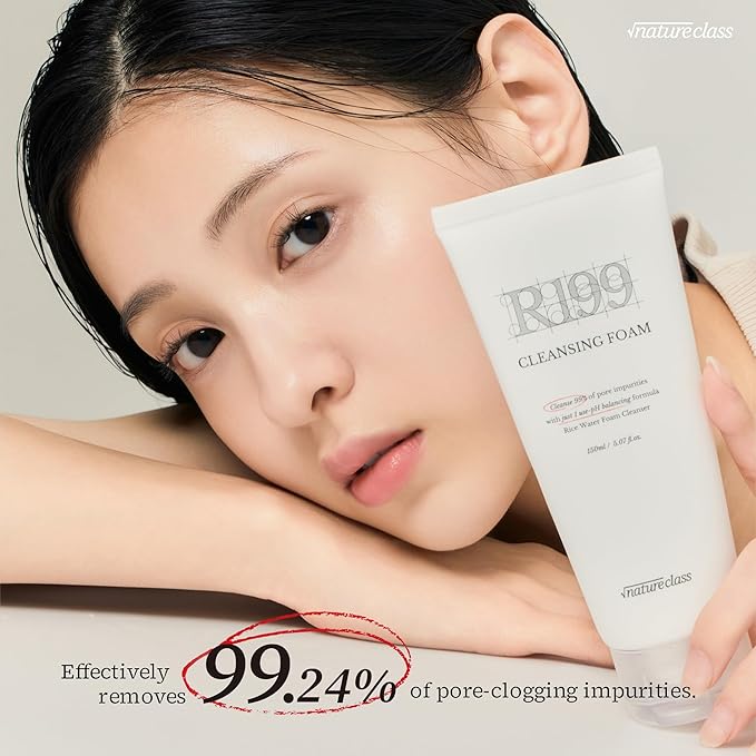 R199 Gentle Cleansing Foam with Rice Bran Extract–Deep Cleansing,Exfoliating, Hydrating & Low pH Formula for Radiant Skin, Makeup Removal, Korean Skincare 5.07 fl.oz.