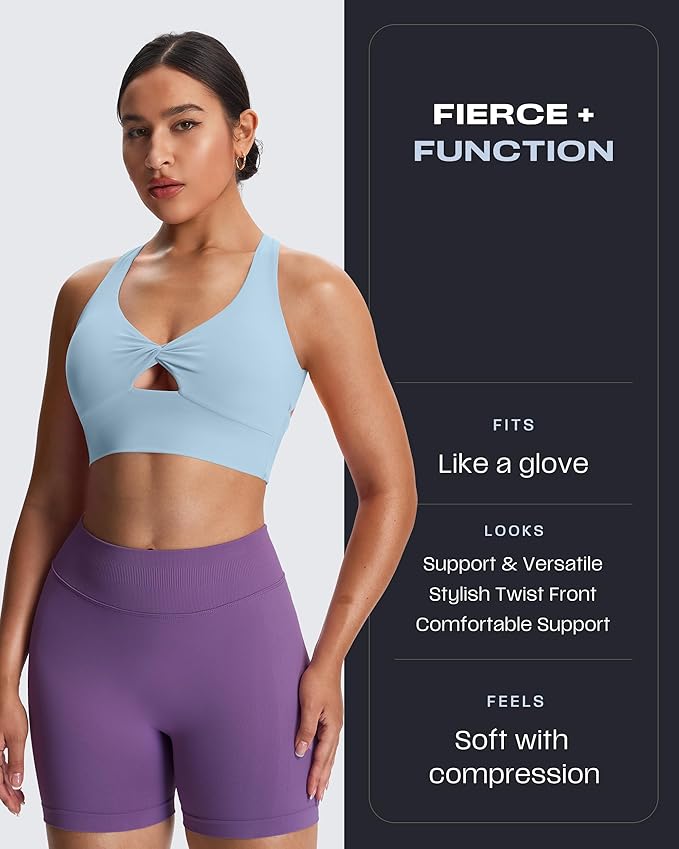 Aoxjox Women's Workout Sports Bras Twist Front Fitness Training Gym Bra Yoga Crop Lola Tank