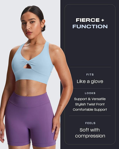 Aoxjox Women's Workout Sports Bras Twist Front Fitness Training Gym Bra Yoga Crop Lola Tank
