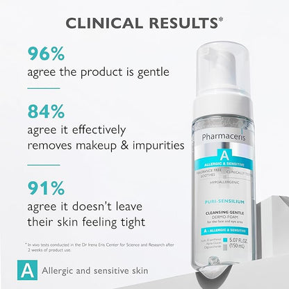 Soothing Cleansing Foam, Face & Eye Cleanser, Face Wash Gently Removes Makeup & SPF, Helps Hydrate & Strengthen Sensitive Skin, Ultra-Gentle Hypoallergenic, PURI-SENSILIUM, 5.07 fl oz