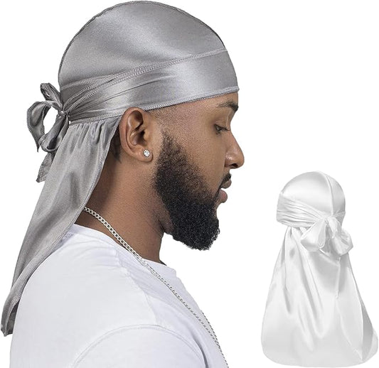 ForceWave 2 Pieces Silky Durag Pack for Men Women Waves, Premium Satin Deluxe Du-rag
