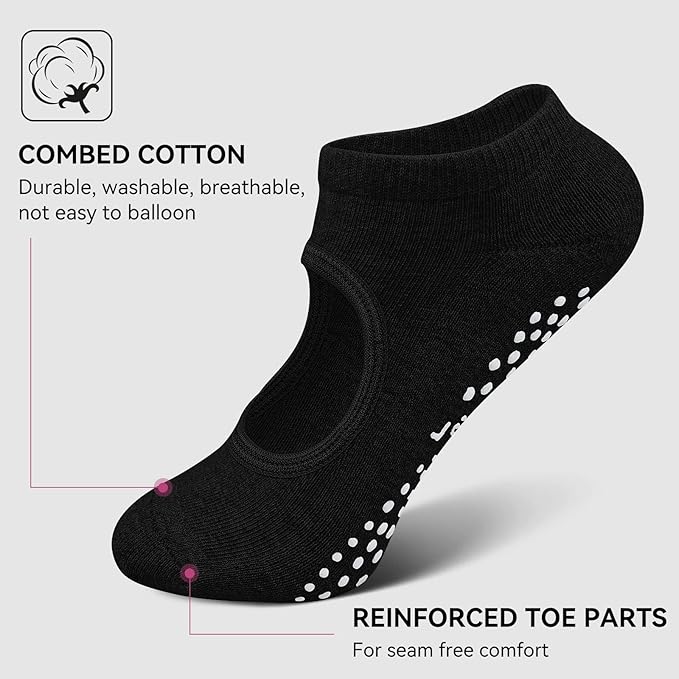 Yoga Socks Non Slip Skid Socks with Grips Pilates Ballet Barre Socks for Women