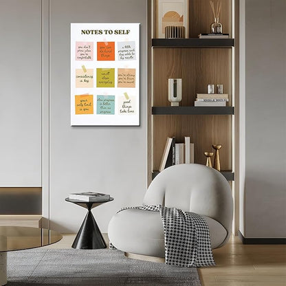JMGHKL Inspirational Positive Posters Uplifting Saying Wall Art Notes To Self Motivational Quotes Prints Mental Health Artwork For Teen Room Office Dorm Bedroom Decor 24x36in Wrapped Canvas