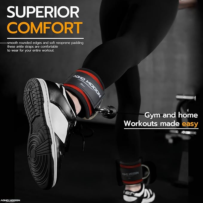Comfortable Adjustable Ankle Straps for Cable Machines Women, Gym Workout Leg Strap, Glute Cuff, Ankle Cuffs for Glute Workouts, Foot Straps for Kickback, One Size Fit All