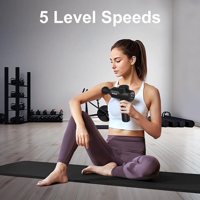 Mebak 7 Massage Gun, Massage Gun Deep Tissue for Pain Relief, Muscle Massager for Home, Office & Gym, 5 Speed Levels