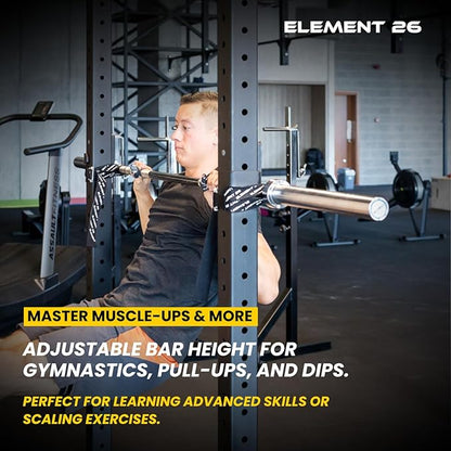 BarBelts Squat Rack Accessory (Sold as a Pair) - Lock The Barbell Into The Rack To Turn Squat Racks Into a Full Gymnastics Suite - Gymnastics Bar - Functional Fitness - Muscle Ups - Home Gym