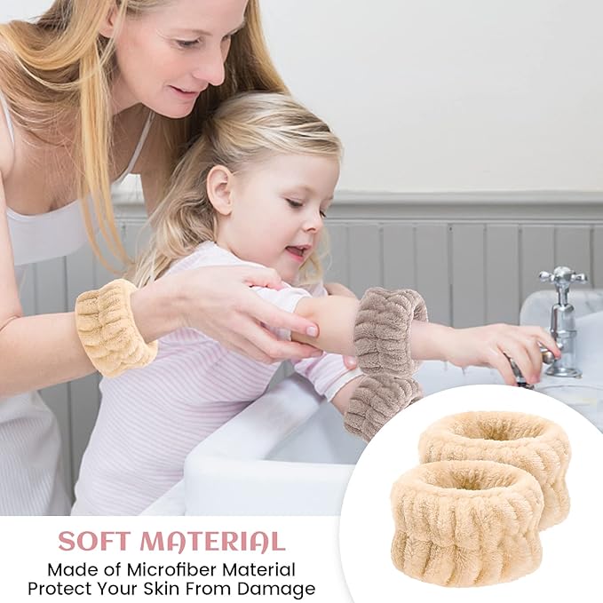 Wrist Towels for Face Washing, Women's Microfiber Spa Wash Face Wrist Towel Band, Absorbent Wrist Sweatband for Girls, Prevent Water from Spilling Down Your Arms 8Pcs