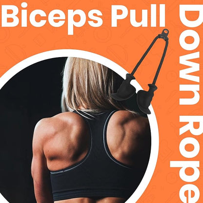 Tricep Rope Pulldown Attachments, Double Head Triceps Cable for Home Gym, LAT Pull Down Bar for Cable Machine