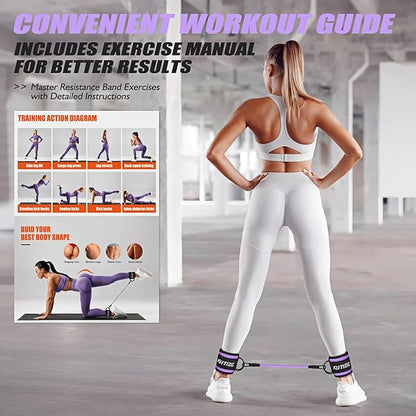 Ankle Resistance Bands with Cuffs for Women & Men - 3-Level Adjustable Leg & Glute Workout Equipment, Portable Home Gym Exercise Bands for Kickbacks, Hip Thrusts, Yoga, Strength Training