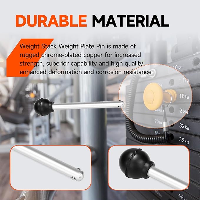 Weight Stack Pin Gym Pin Heavy Duty Replacement Weight Machine Pin for Fitness Universal Home Gym Exercise Machine Parts & Accessories,Pin Tensile 3/8 Diameter