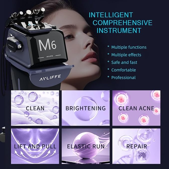 M6 Professional Skin Care Device, 6-in-1 Salon Beauty Machine for Cleansing, Repairing, Lifting, Brightening, Moisturizing, Acne Care