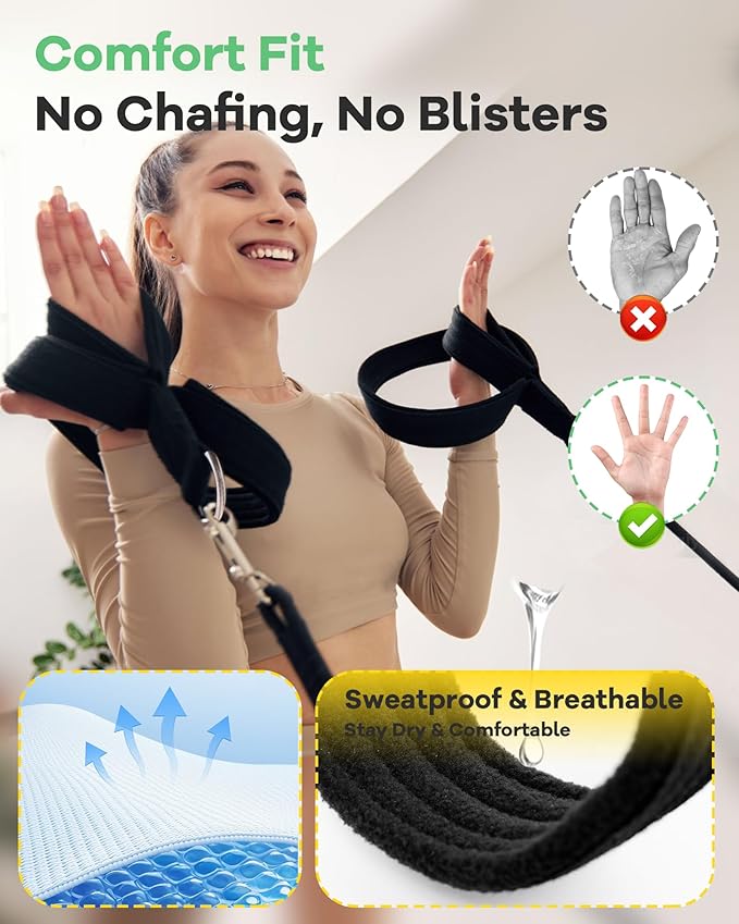 Wonderful Day 2PCS Pilates Straps for Reformer, Comfortable Enhanced Thickness, Fitness D-Ring Double Loop Exercise Straps for Home Gym Workout (Black)