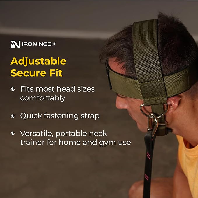Iron Neck, Versatile Neck Exerciser, Strengthener and Trainer with Adjustable Head and Chin Strap, Portable Head Harness for Weight Lifting, Home and Gym Use