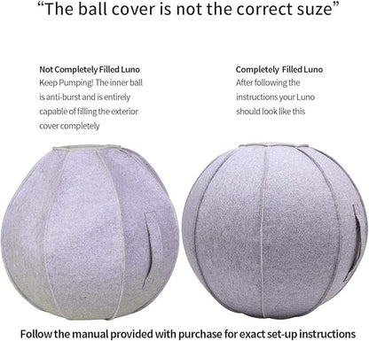 65cm Sitting Ball Chair for Office, Dorm, and Home, Pilates Exercise Yoga Ball with Cover, Lightweight Self-Standing Ergonomic Posture Activating Exercise Ball Solution with Handle and Pump