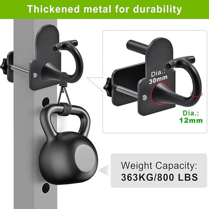 Kipika Power Cage Squat Rack Home Gym Accessories - Anchor for Resistance Bands Fits Rack with 5/8" or 1" Holes, Heavy Duty Hooks for Workouts, Strength Training, and Physical Therapy Exercise, 2 Pack