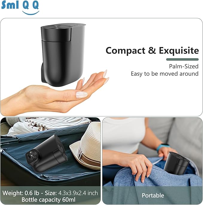 Plug-in Waterless Diffuser, Mini Home Fragrance Wall Diffuser for Large Room, Covers up to 1,000 Sq.Ft. Portable Difffuser Aromatherapy Set- Included 100ml Oil and Replacement Bottle -Black