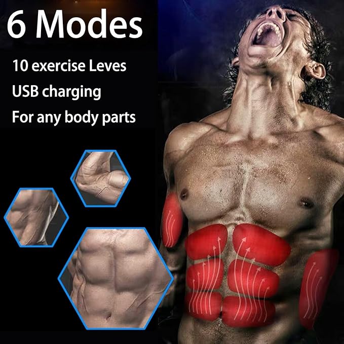 Fitness Belt, Abdominal Toning Belt, ABS Training Belt Ab Trainer Fitness Equipment for Men Woman Abdomen/Arm/Leg Home, Stimulator, Muscle, Powered, for Muscle Conditioning Gray, Large
