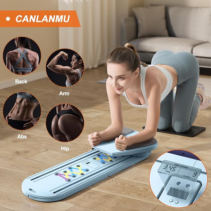 Pilates Board,Multifunctional Rebound Abdominal Board,Foldable Pilates Reformer Set, Ab Core Trainer Machine,Ab Exercise Board,Abs Workout Equipment for Women Home Gym Equipment