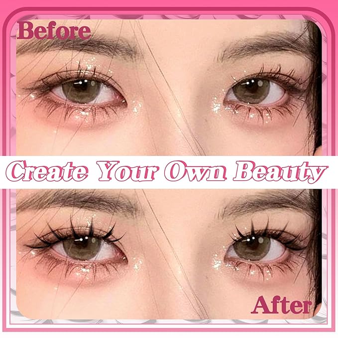 Losha Lashes Manga Lashes Natural Look Wispy False Eyelashes with Clear Band 10 Pairs Faux Mink Lashes Look Like Individual Cluster Lashes (Demon)