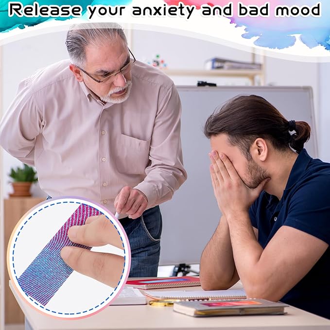 36 Pcs Anxiety Sensory Stickers Mental Health Stickers Fidget Textured Strips Toys Adhesive Tactile Calm Relief Items for Adults Desk School Counselor Classroom(Mixed Style)