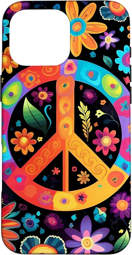iPhone 16 Pro Max Peace Sign Hippie Floral Case