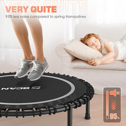 BCAN 450LBS/550LBS Foldable Mini Trampoline, 40"/48" Fitness Trampoline with Durable Bungees, Stable & Quiet Exercise Rebounder for Adults,Great Mini Trampoline for Indoor/Garden Workout - 2