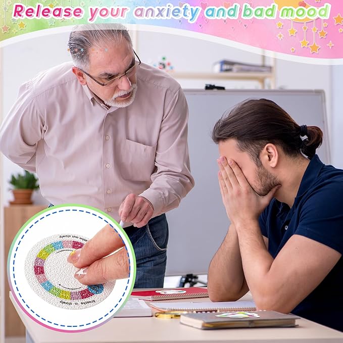 36 Pcs Anxiety Sensory Stickers Mental Health Stickers Fidget Textured Strips Toys Adhesive Tactile Calm Relief Items for Adults Desk School Counselor Classroom(Cute Breathe Style)