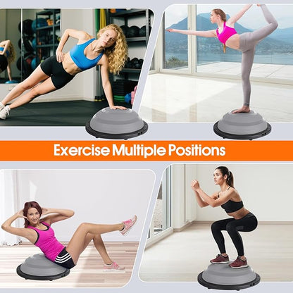Foldable Balance Ball Trainer with Resistance Bands – Home Workout Equipment with Pump & Non-Slip Base – Core Strength Training Tool for Yoga, Pilates, Balance & Stability