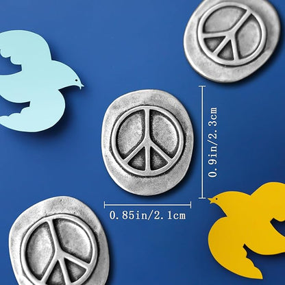 20 Pack Handcrafted Vintage Peace Sign Pocket Pewter Token - Portable Serenity Charm for Mindfulness, Meditation, and Positive Energy