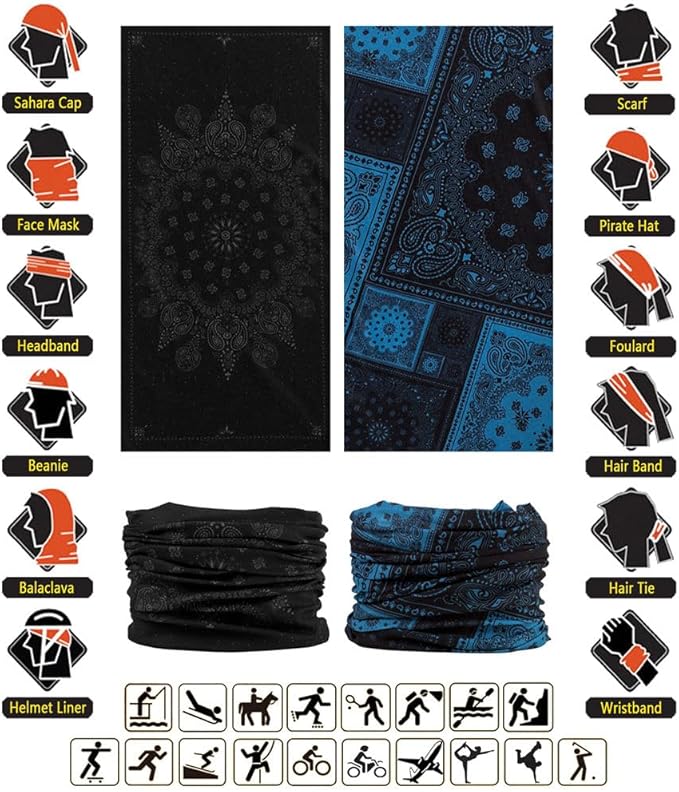 Headband Neck Gaiter Head Wrap Headwear Face Mask Magic Scarf Bandana for Men and Women