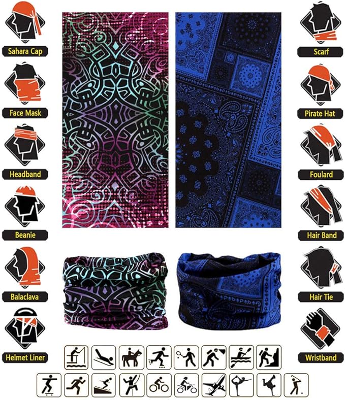Headband Neck Gaiter Head Wrap Headwear Face Mask Magic Scarf Bandana for Men and Women