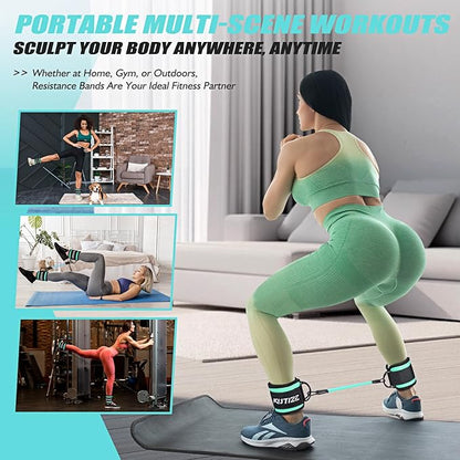 Ankle Resistance Bands with Cuffs for Women & Men - 3-Level Adjustable Leg & Glute Workout Equipment, Portable Home Gym Exercise Bands for Kickbacks, Hip Thrusts, Yoga, Strength Training