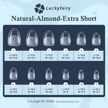 Extra Short Almond Fake Nails, 504pcs Soft Gel Pre-Shaped Acrylic Nail Tips, Half Matte Full Cover Clear Gelly Press on Flase Nail Tips for Extension Nail Manicure Home DIY 12 Sizes